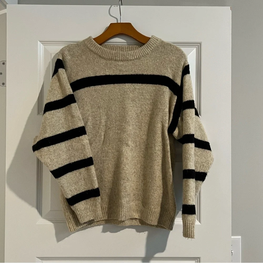 Striped Beige and Black Sweater